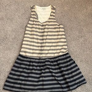 Madewell Cream and Navy Striped Sleeveless Tank Dress